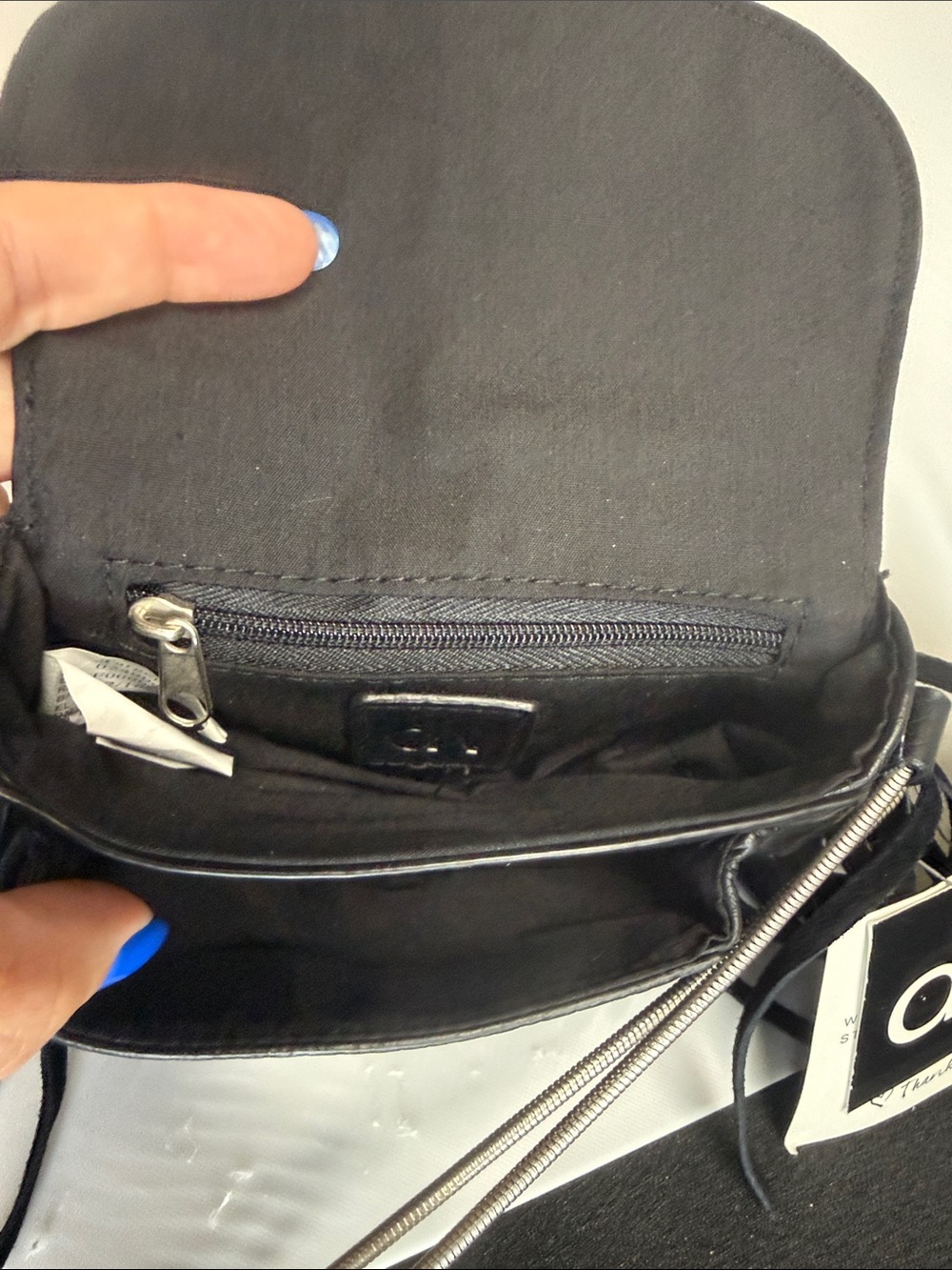 DV by Dolce Vita Black Fringe Crossbody Saddle Bag with Silver Accents - Picture 3 of 3